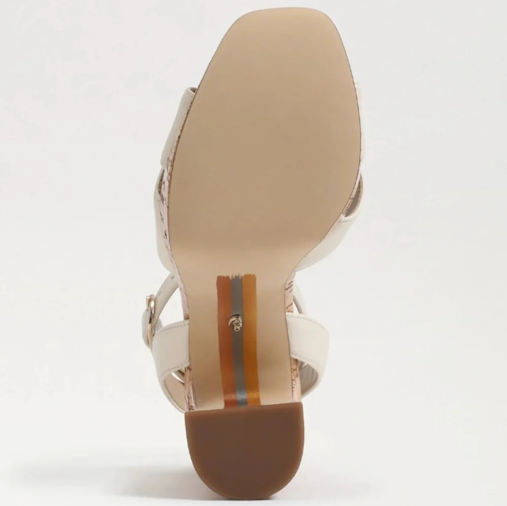 Sam Edelman Kayna Platform High Block Heel Sandal Ivory 8 - Picture 6 of 11